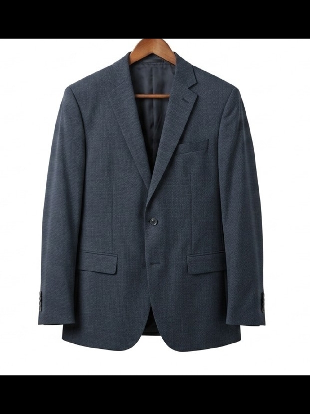 Jones New York Men 44L Blazer Vintage Wool Sport Coat Dark Blue Charcoal